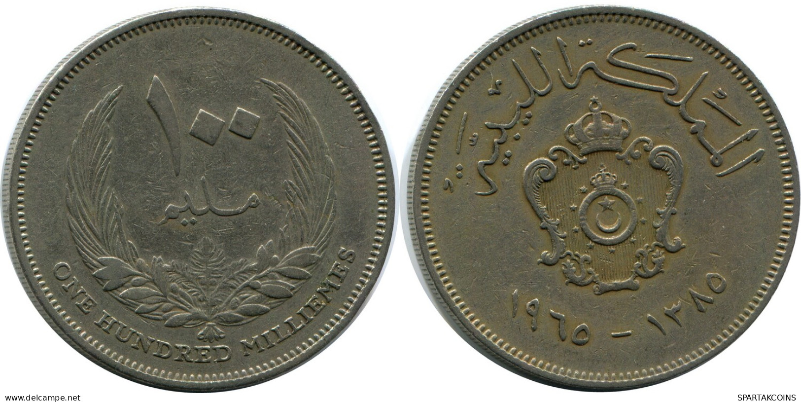 100 MILLIEMES 1960 LIBYA Coin #AR019.U - Libië