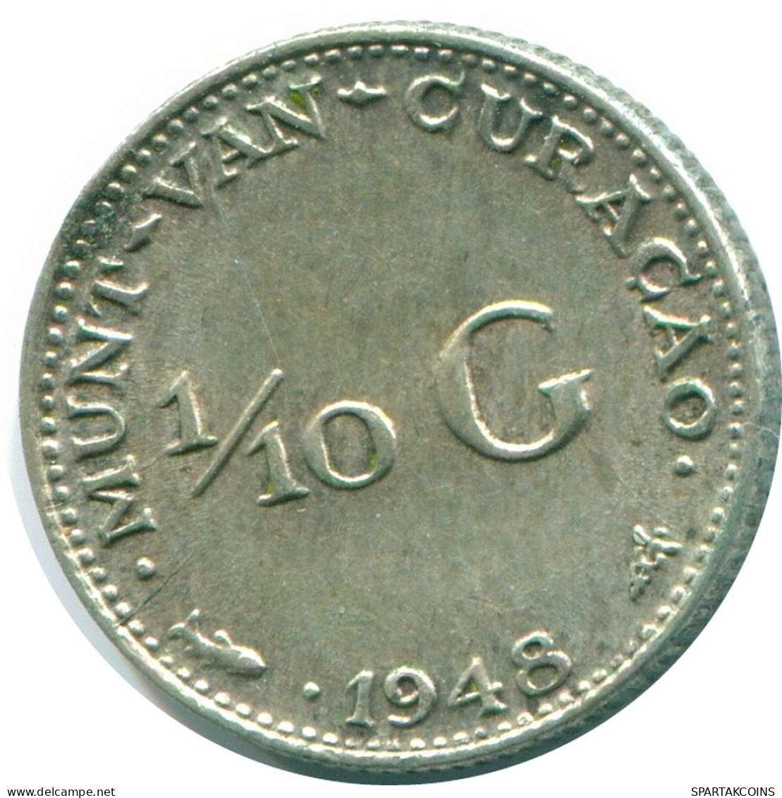 1/10 GULDEN 1948 CURACAO Netherlands SILVER Colonial Coin #NL11884.3.U - Curacao