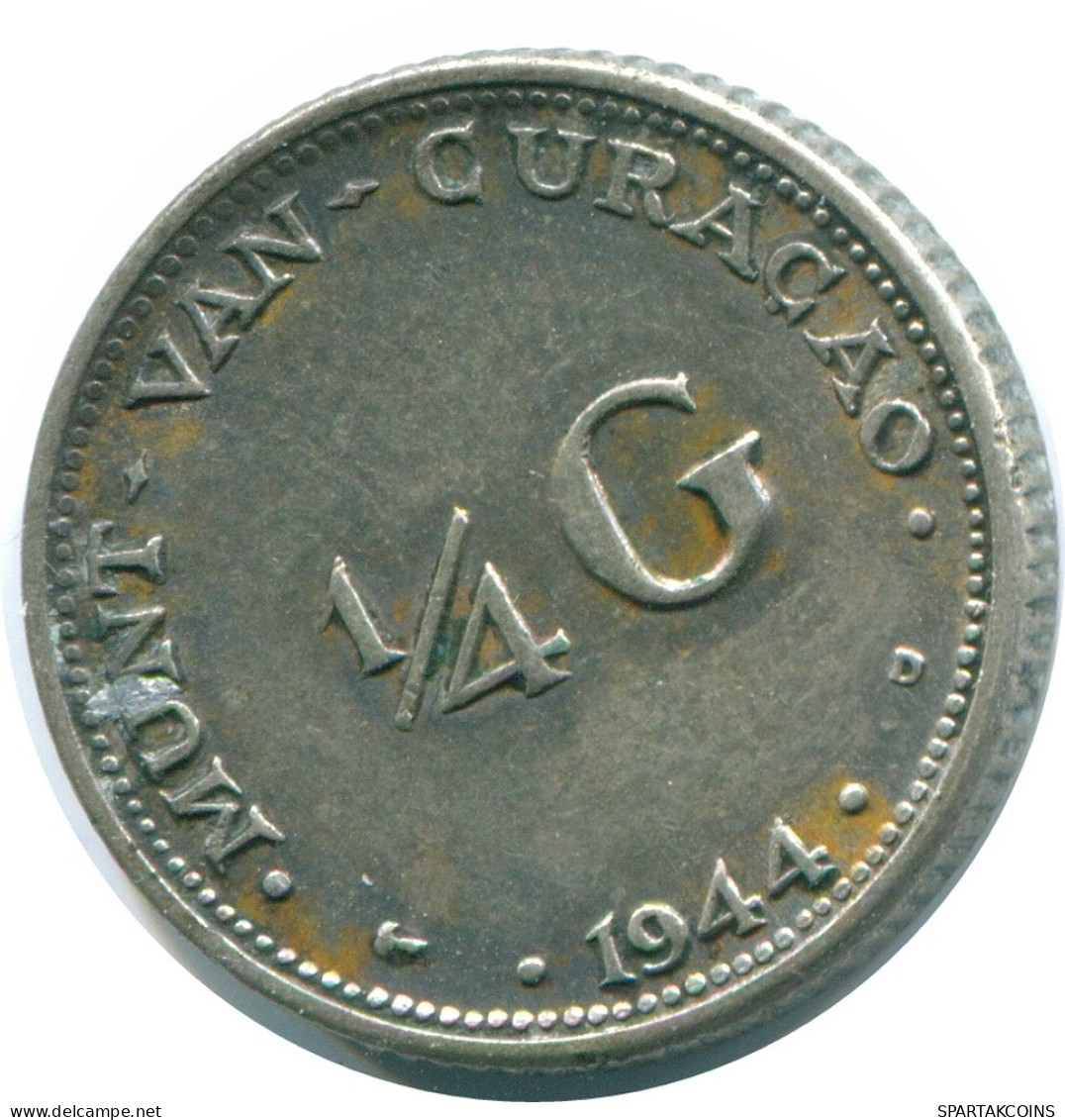 1/4 GULDEN 1944 CURACAO Netherlands SILVER Colonial Coin #NL10628.4.U - Curacao
