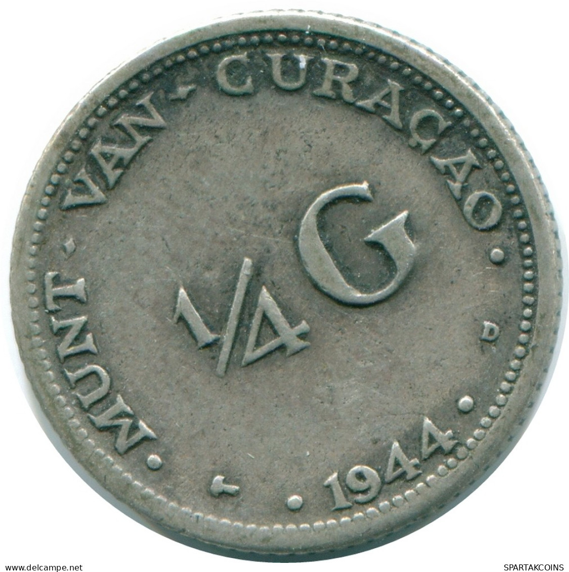 1/4 GULDEN 1944 CURACAO Netherlands SILVER Colonial Coin #NL10679.4.U - Curaçao