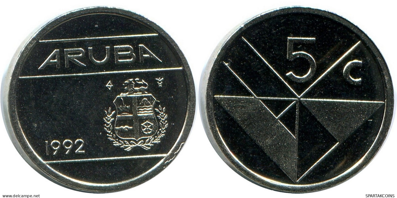 5 CENTS 1992 ARUBA Coin (From BU Mint Set) #AH113.U - Aruba