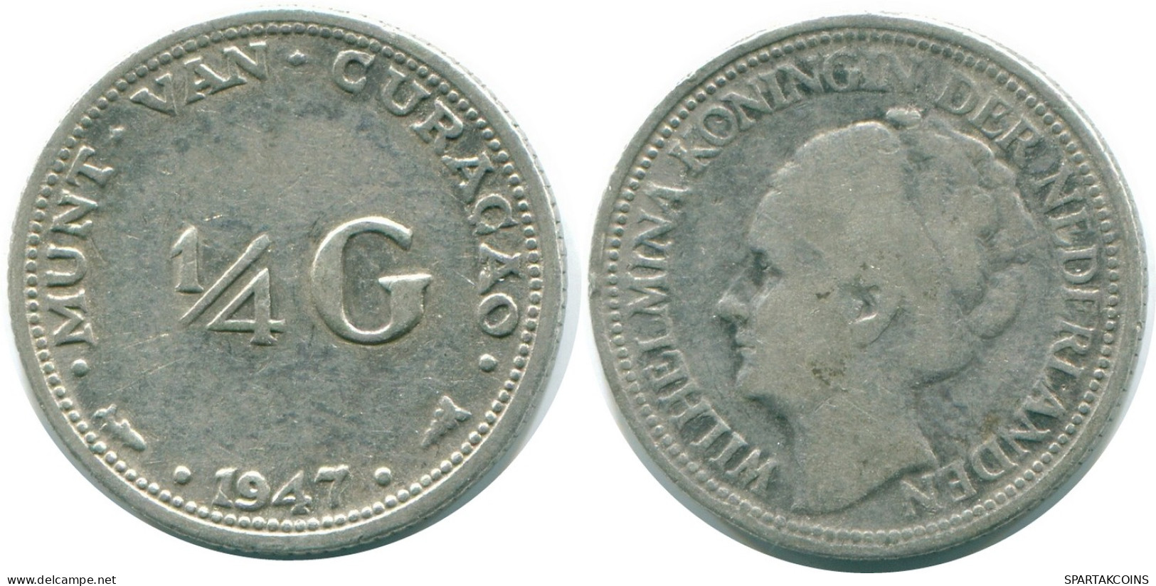 1/4 GULDEN 1947 CURACAO NÉERLANDAIS NETHERLANDS ARGENT Colonial Pièce #NL10797.4.F - Curacao