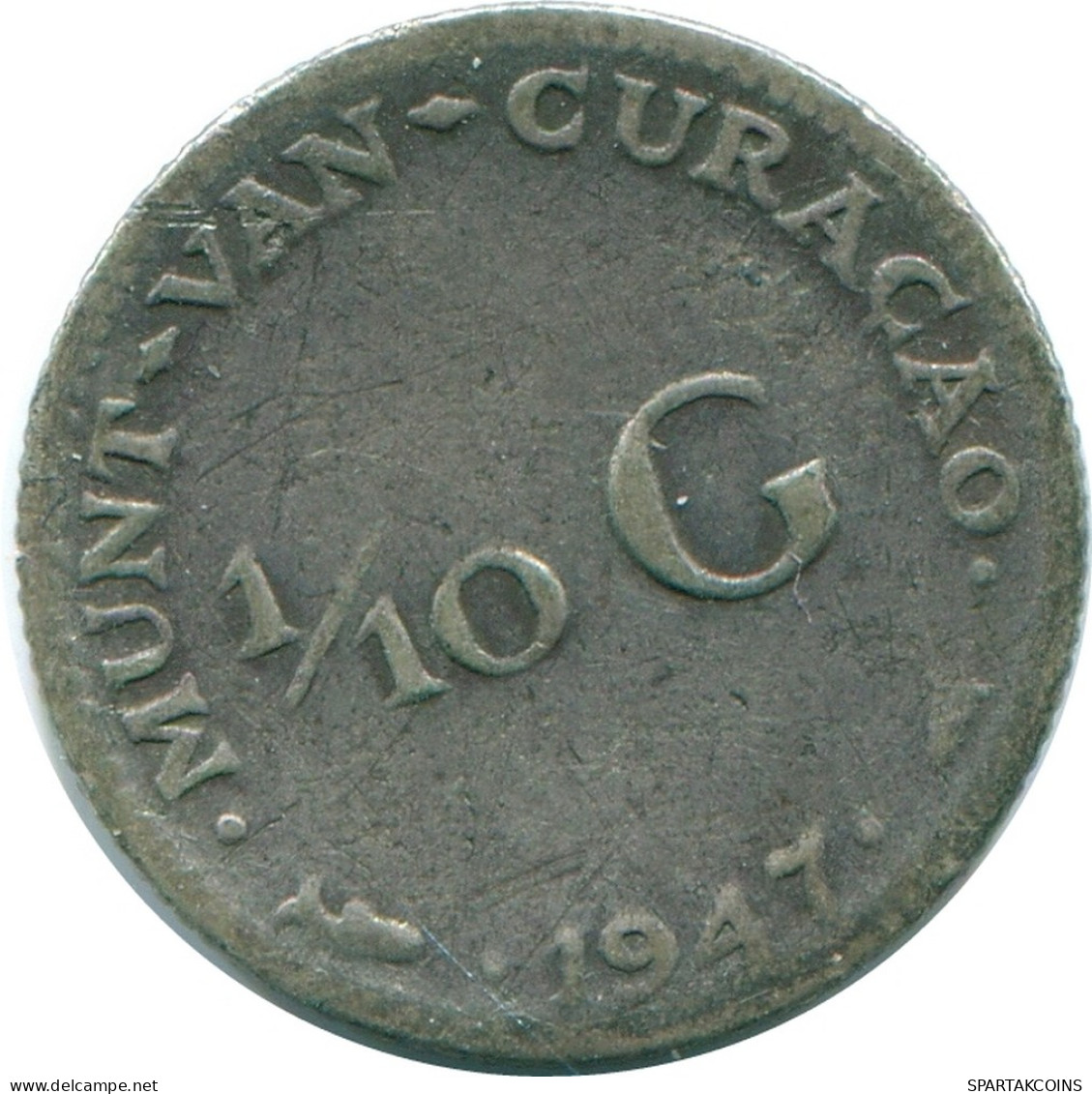 1/10 GULDEN 1947 CURACAO NÉERLANDAIS NETHERLANDS ARGENT Colonial Pièce #NL11865.3.F - Curaçao