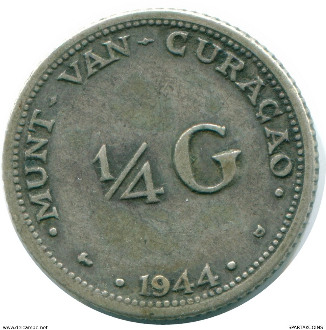 1/4 GULDEN 1944 CURACAO NÉERLANDAIS NETHERLANDS ARGENT Colonial Pièce #NL10607.4.F - Curacao