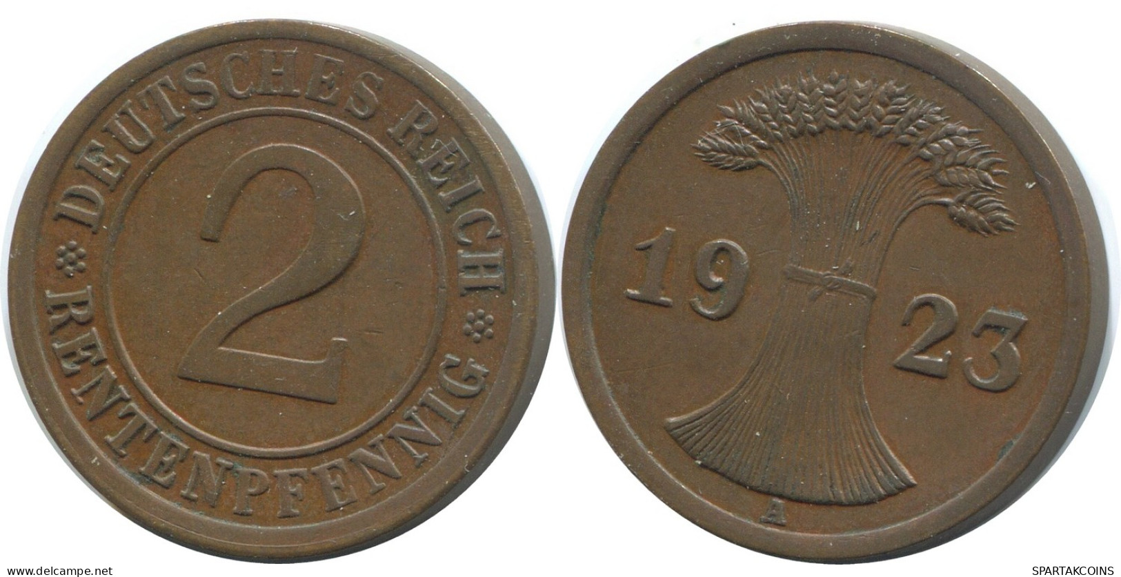 2 RENTENPFENNIG 1923 A ALLEMAGNE Pièce GERMANY #AE271.F - 2 Rentenpfennig & 2 Reichspfennig