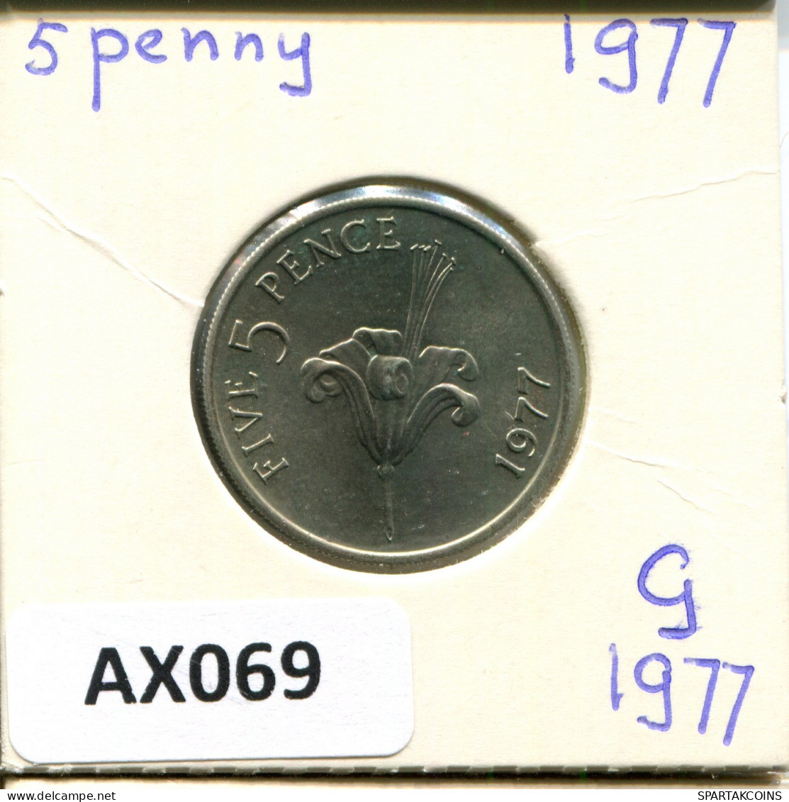 5 PENCE 1977 GUERNSEY Pièce #AX069.F - Guernesey