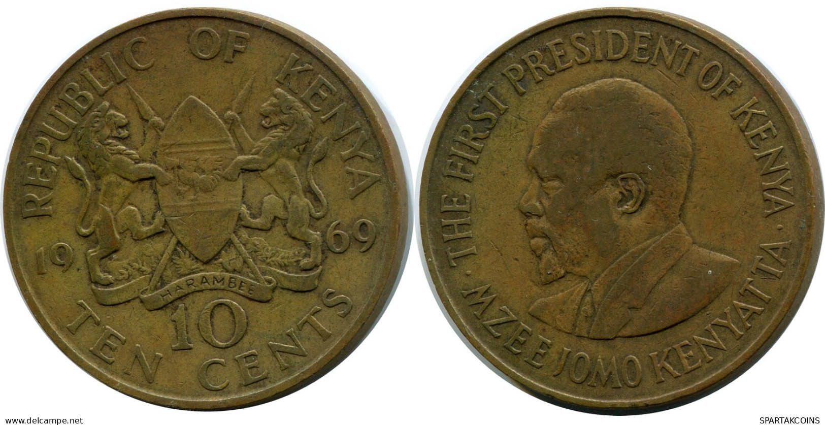 10 CENTS 1969 KENYA Pièce #AR852.F - Kenya