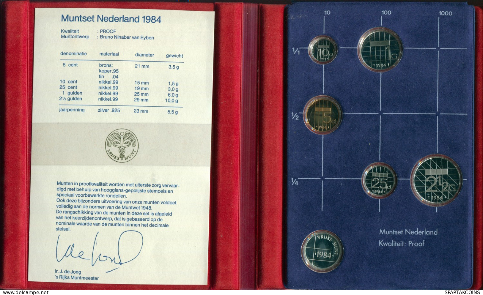 NÉERLANDAIS NETHERLANDS 1984 MINT SET 5 Pièce ARGENT MEDAL PROOF #SET1136.16.F - Mint Sets & Proof Sets