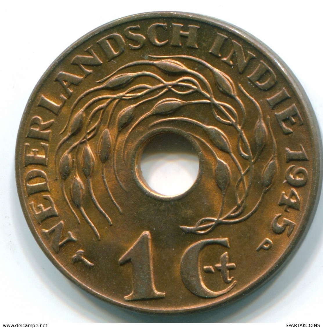 1 CENT 1945 P INDES ORIENTALES NÉERLANDAISES INDONÉSIE Bronze Colonial Pièce #S10359.F - Indes Néerlandaises