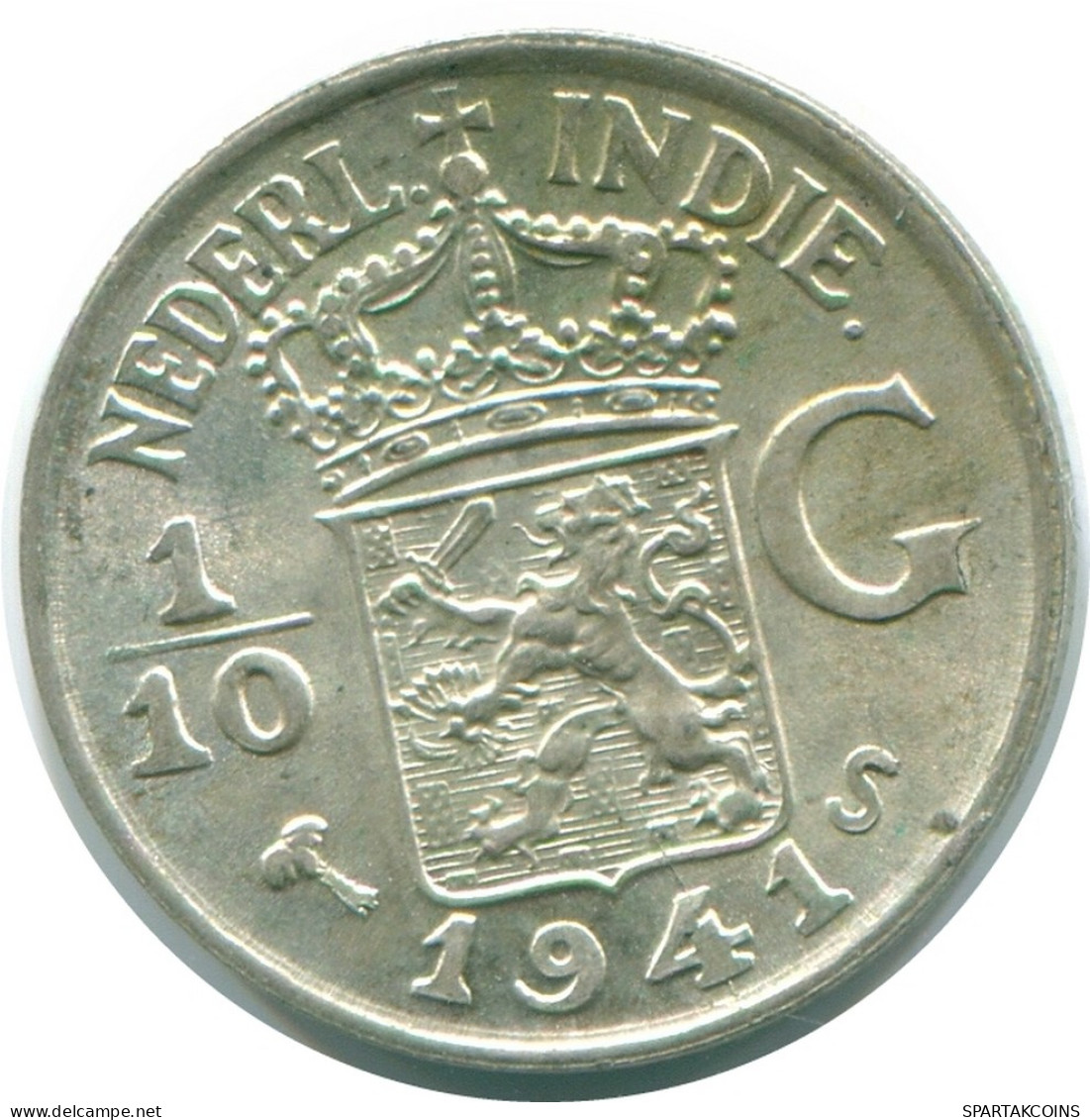 1/10 GULDEN 1941 S INDES ORIENTALES NÉERLANDAISES ARGENT Colonial Pièce #NL13582.3.F - Indes Néerlandaises