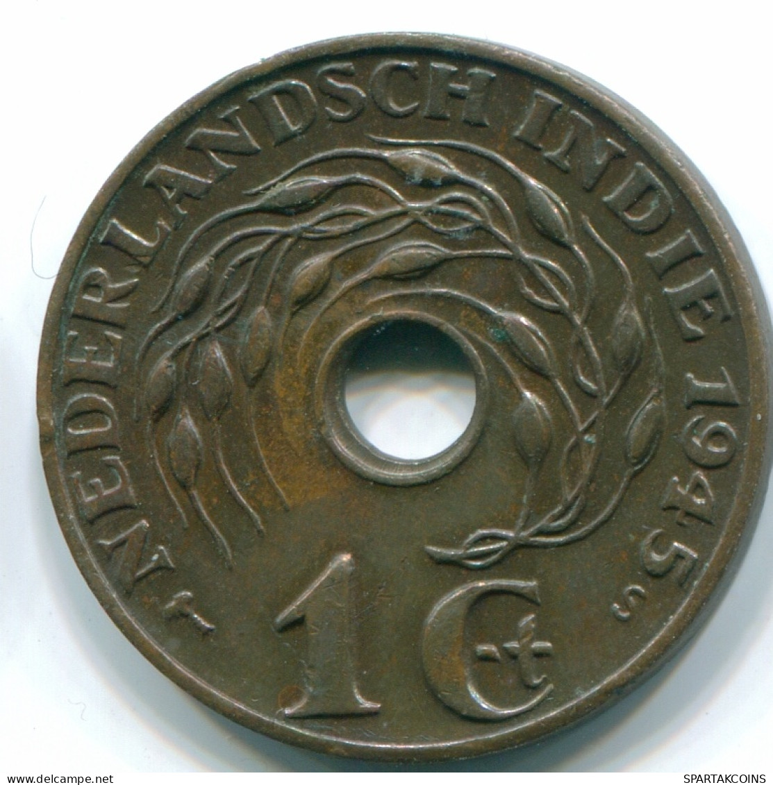 1 CENT 1945 S INDES ORIENTALES NÉERLANDAISES INDONÉSIE INDONESIA Bronze Colonial Pièce #S10363.F - Indes Néerlandaises