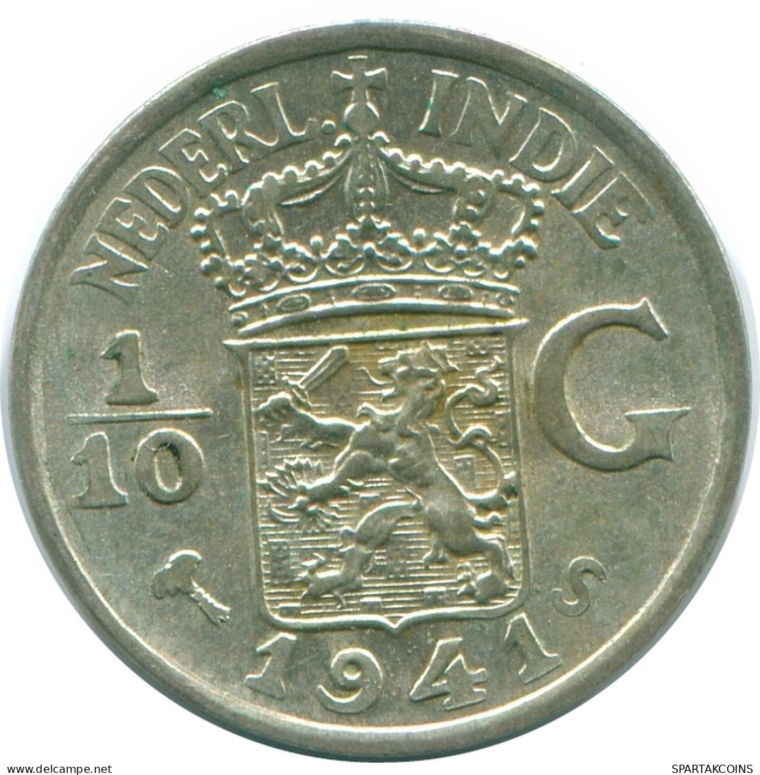 1/10 GULDEN 1941 S INDES ORIENTALES NÉERLANDAISES ARGENT Colonial Pièce #NL13605.3.F - Indes Néerlandaises