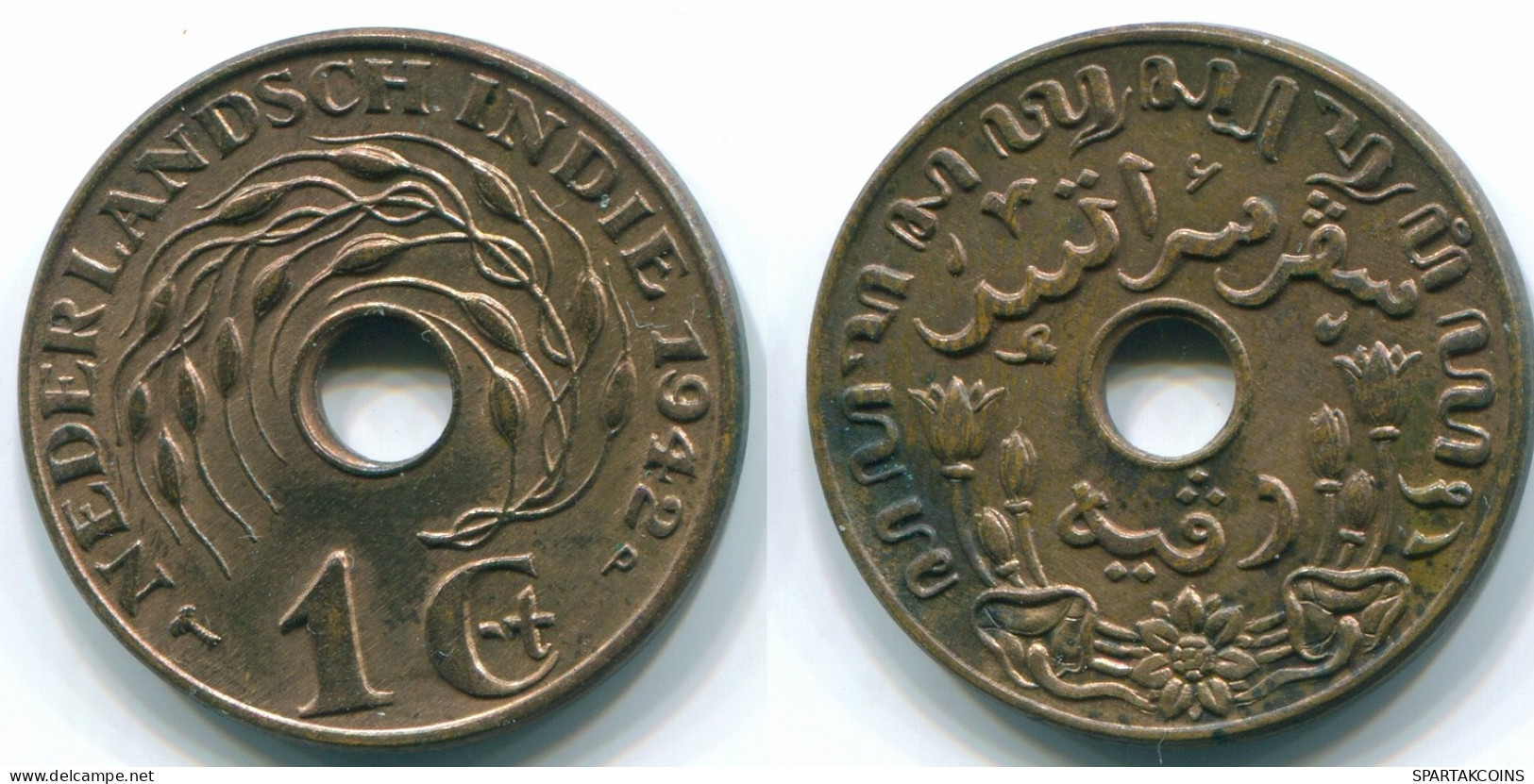 1 CENT 1942 INDES ORIENTALES NÉERLANDAISES INDONÉSIE INDONESIA Bronze Colonial Pièce #S10297.F - Indes Néerlandaises