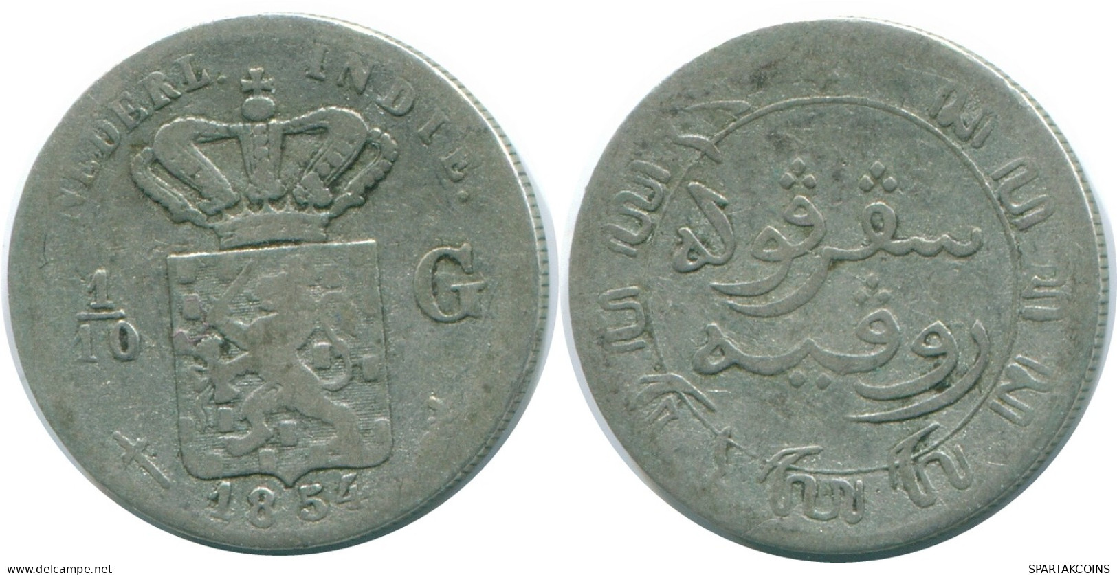 1/10 GULDEN 1854 INDES ORIENTALES NÉERLANDAISES ARGENT Colonial Pièce #NL13122.3.F - Indes Néerlandaises