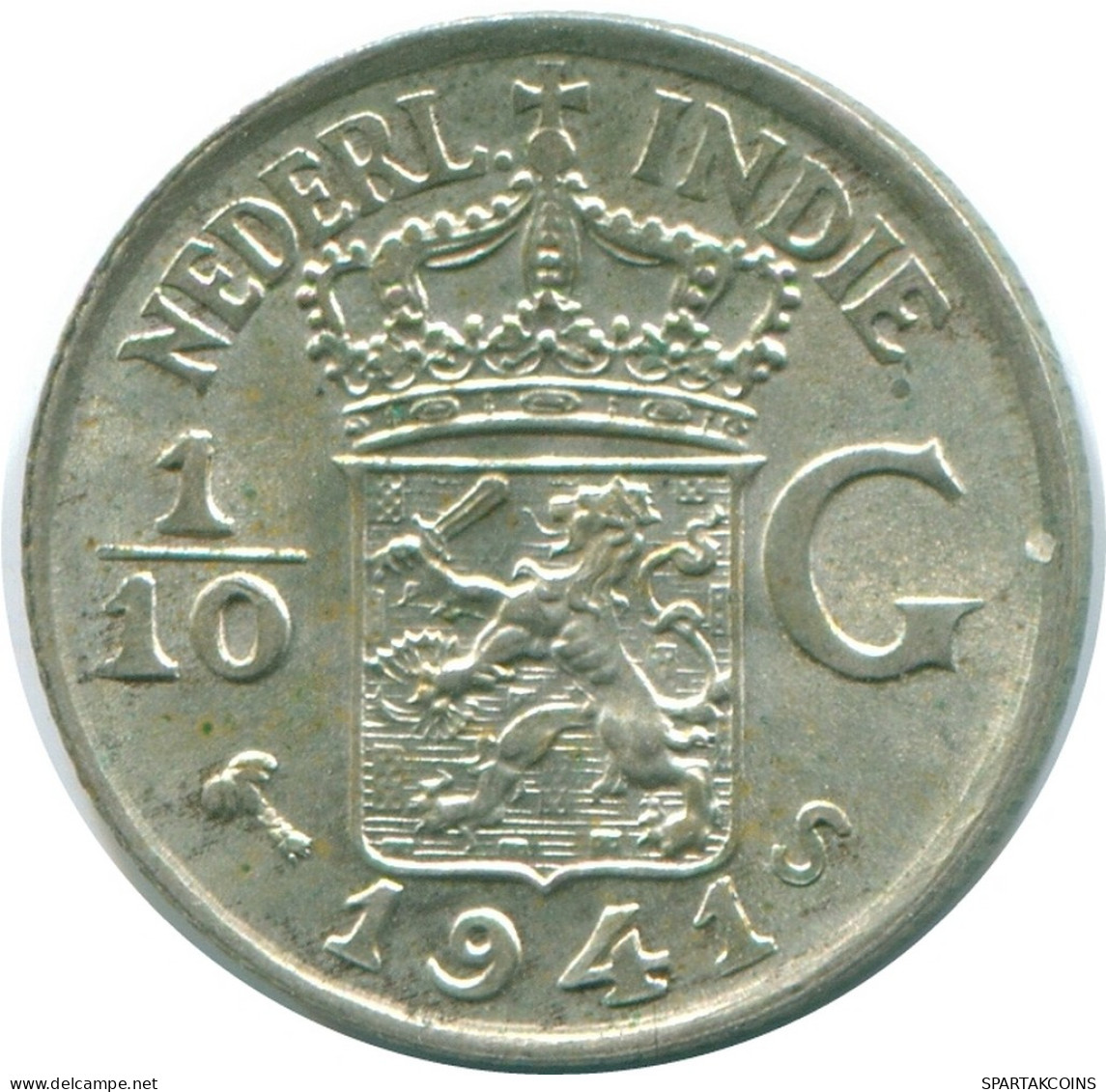 1/10 GULDEN 1941 S INDES ORIENTALES NÉERLANDAISES ARGENT Colonial Pièce #NL13573.3.F - Indes Néerlandaises