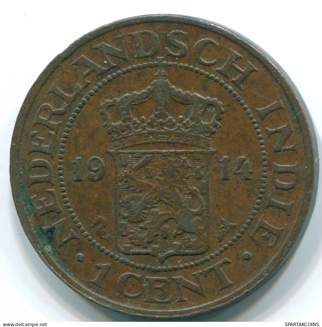 1 CENT 1914 INDES ORIENTALES NÉERLANDAISES INDONÉSIE Copper Colonial Pièce #S10080.F - Indes Néerlandaises
