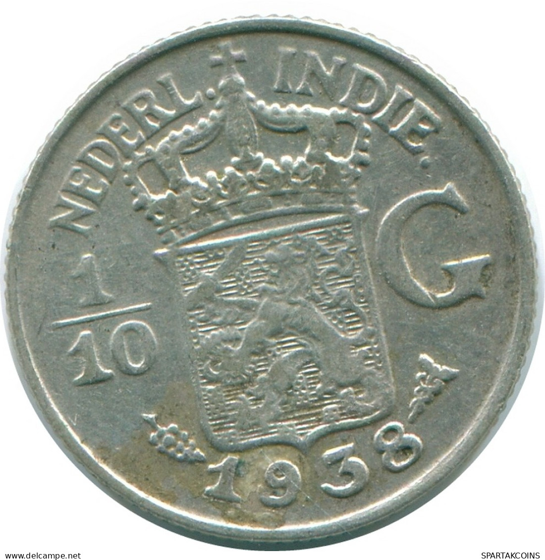 1/10 GULDEN 1938 INDES ORIENTALES NÉERLANDAISES ARGENT Colonial Pièce #NL13508.3.F - Indes Néerlandaises