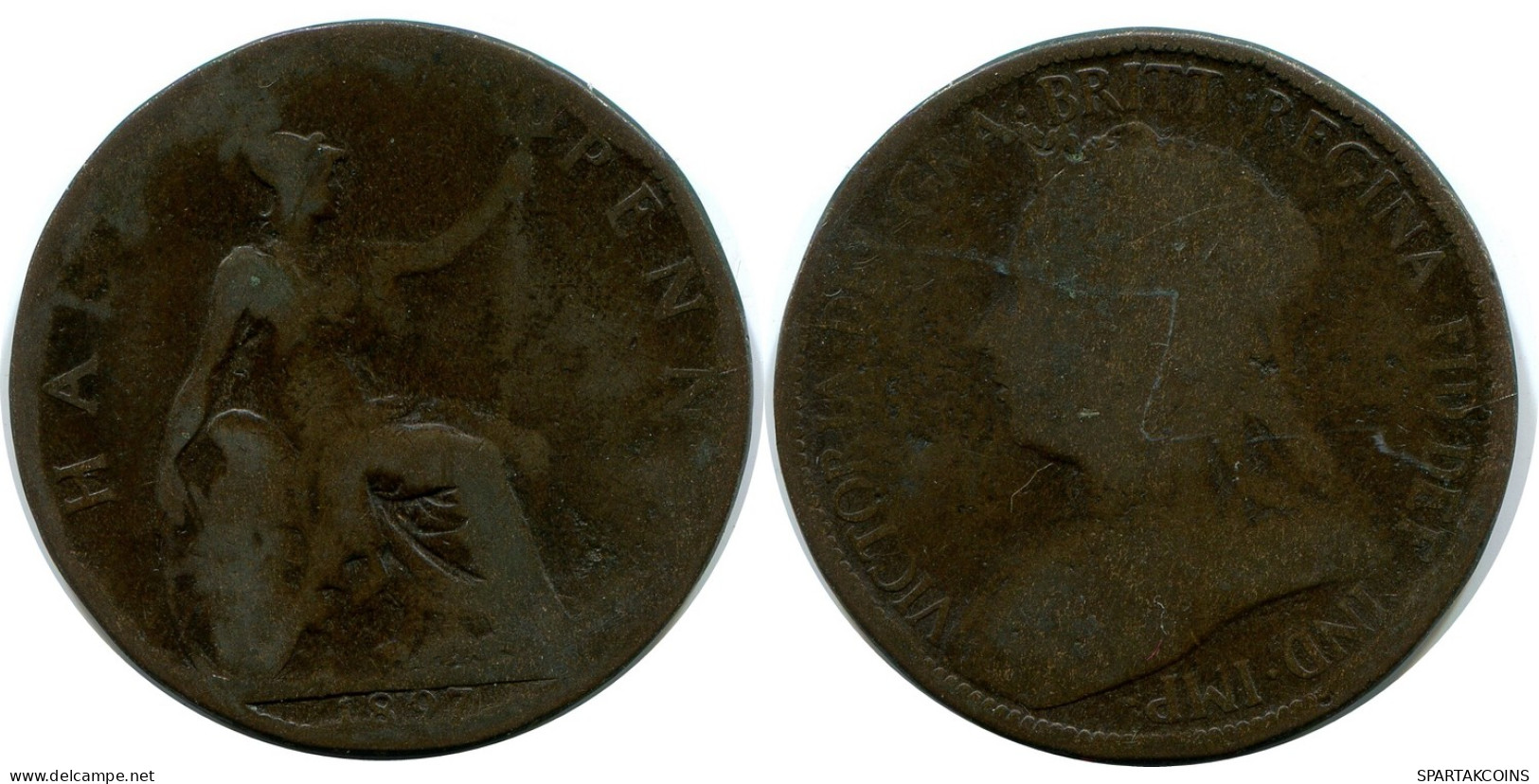 HALF PENNY 1897 UK GRANDE-BRETAGNE GREAT BRITAIN Pièce #AZ615.F - C. 1/2 Penny