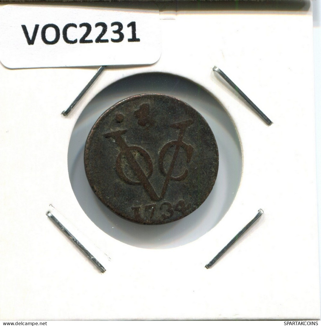 1734 HOLLAND VOC DUIT INDES NÉERLANDAIS NETHERLANDS NEW YORK COLONIAL PENNY #VOC2231.7.F - Indes Néerlandaises