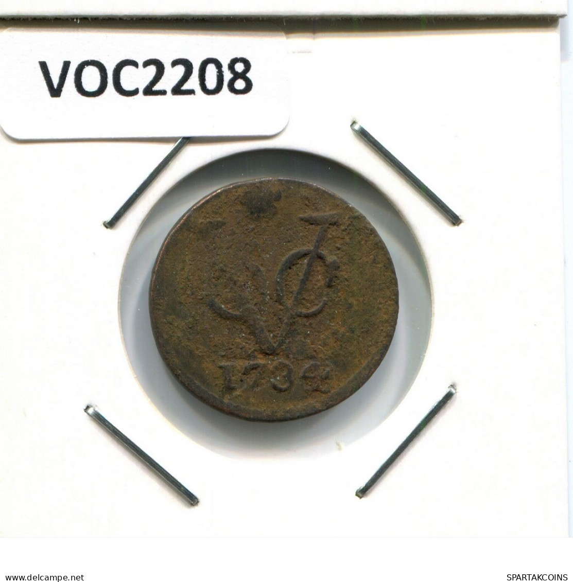1734 HOLLAND VOC DUIT INDES NÉERLANDAIS NETHERLANDS NEW YORK COLONIAL PENNY #VOC2208.7.F - Indes Néerlandaises
