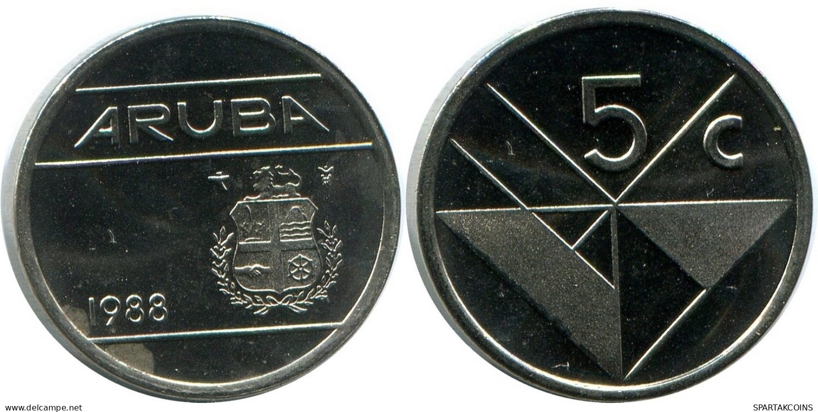 5 CENTS 1988 ARUBA Coin (From BU Mint Set) #AH109.U - Aruba