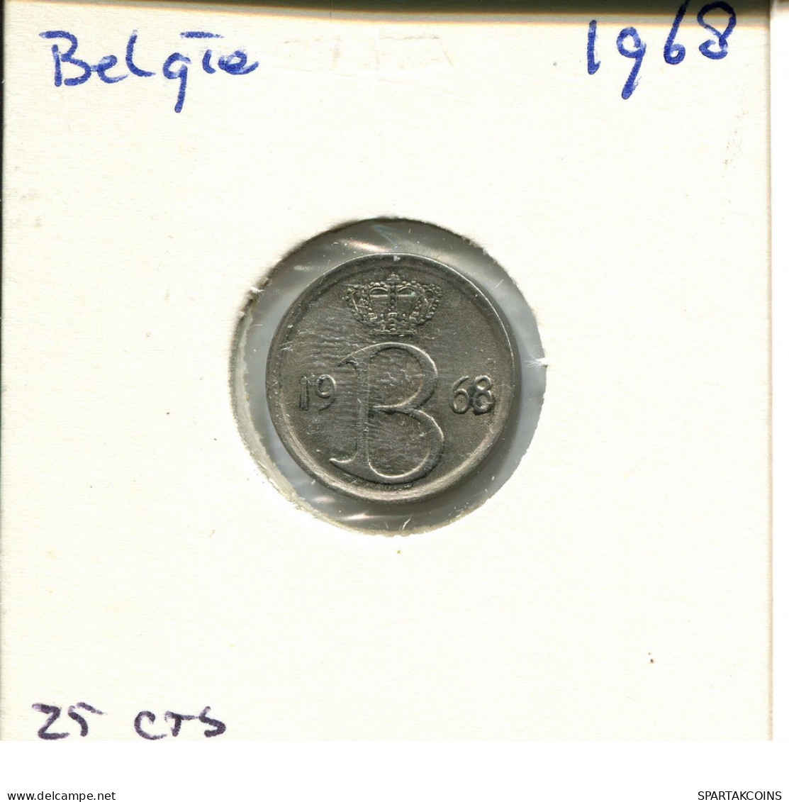 25 CENTIMES 1968 DUTCH Text BELGIUM Coin #AU606.U - 25 Cent