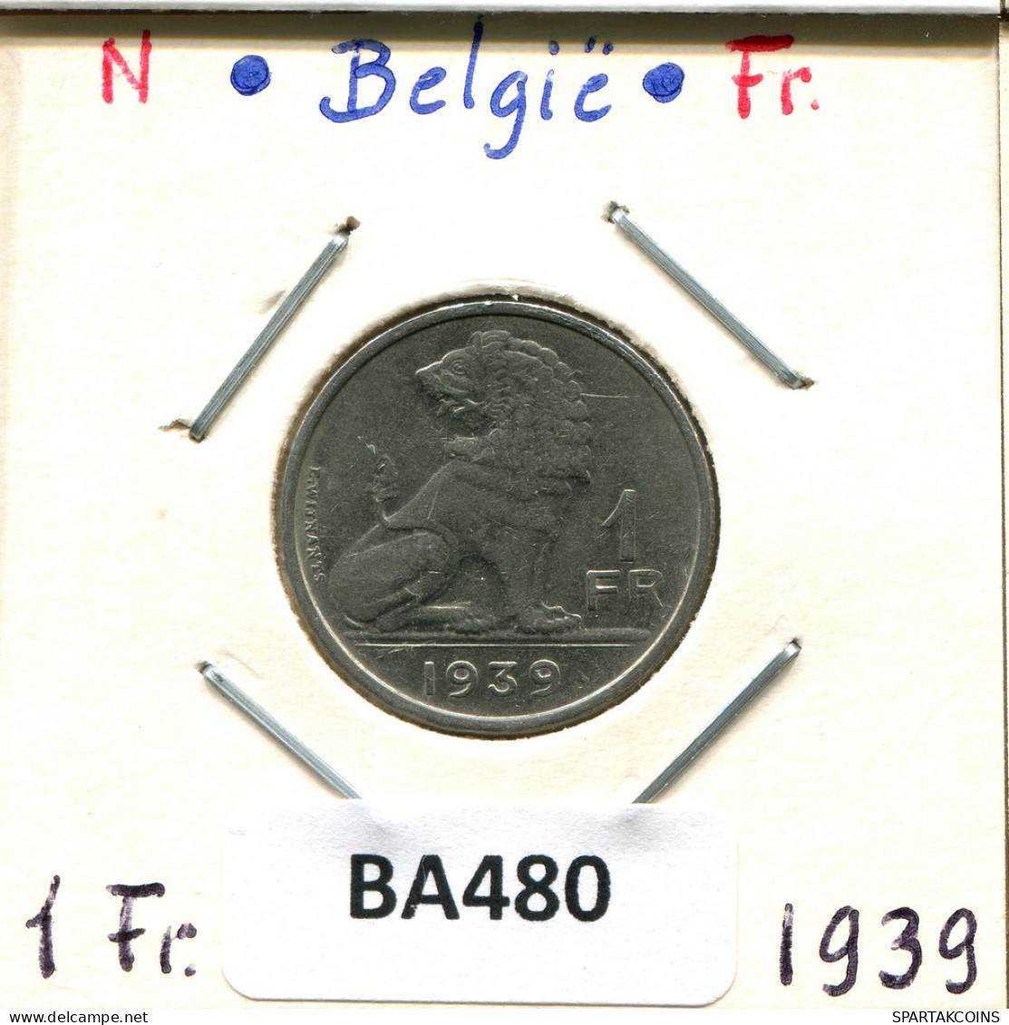 1 FRANC 1939 BELGIE-BELGIQUE BELGIUM Coin #BA480.U - 1 Franc