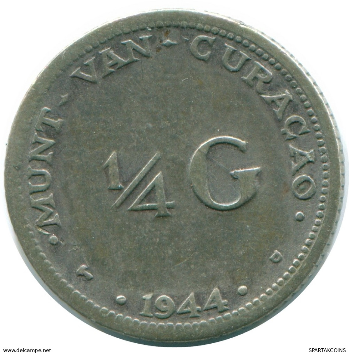 1/4 GULDEN 1944 CURACAO Netherlands SILVER Colonial Coin #NL10608.4.U - Curacao