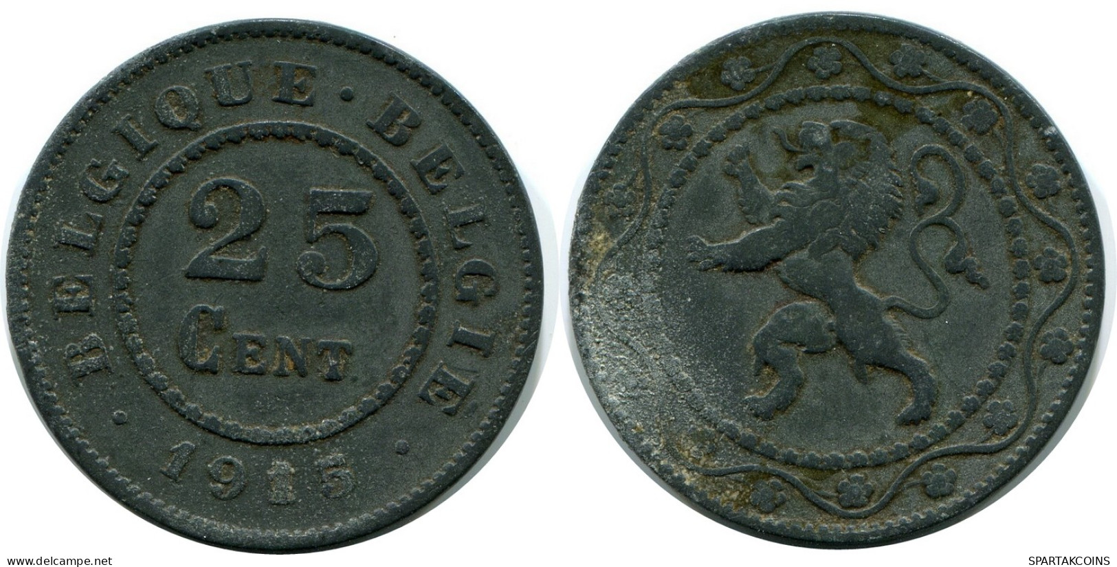 25 CENTIMES 1915 BELGIUM Coin #AX368.U - 25 Cents