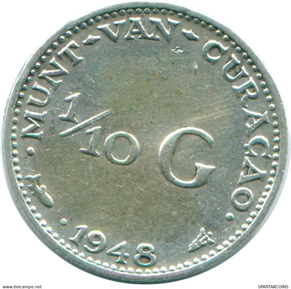 1/10 GULDEN 1948 CURACAO Netherlands SILVER Colonial Coin #NL11935.3.U - Curacao