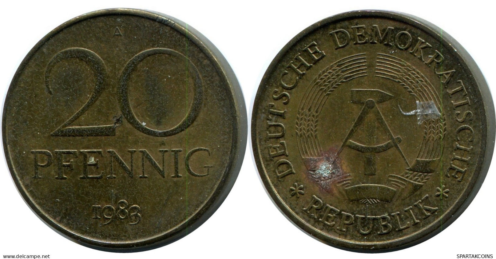 20 PFENNIG 1983 DDR EAST GERMANY Coin #DB102.U - 20 Pfennig