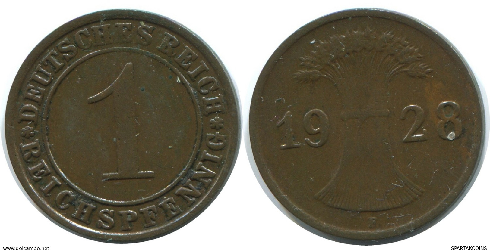 1 REICHSPFENNIG 1928 F GERMANY Coin #AE213.U - 1 Rentenpfennig & 1 Reichspfennig