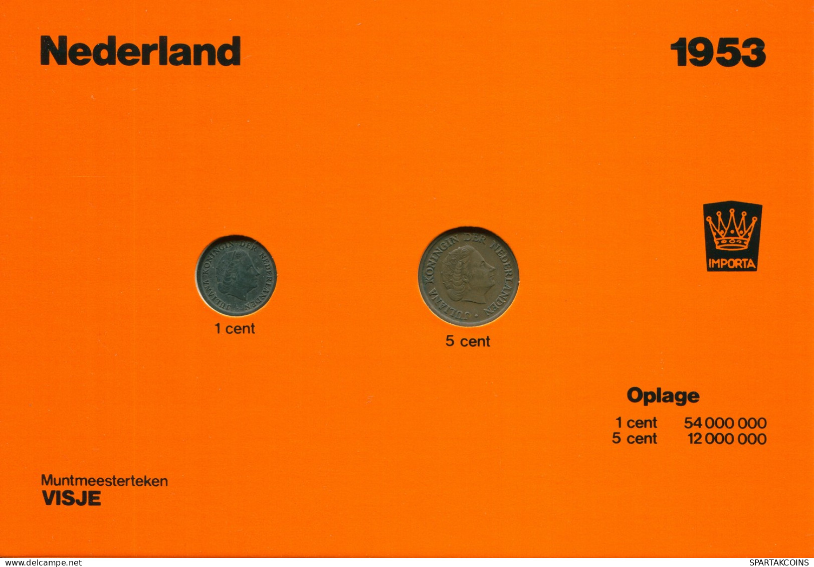 NETHERLANDS 1953 MINT SET 2 Coin #SET1005.7.U - [Sets Sin Usar &  Sets De Prueba