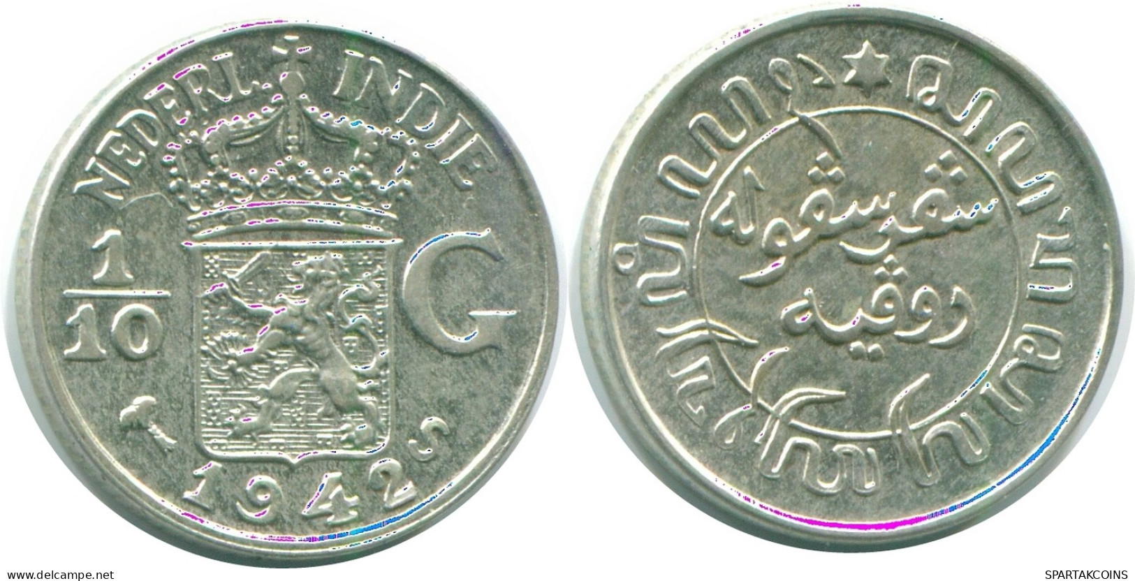 1/10 GULDEN 1942 NETHERLANDS EAST INDIES SILVER Colonial Coin #NL13898.3.U - Indes Néerlandaises