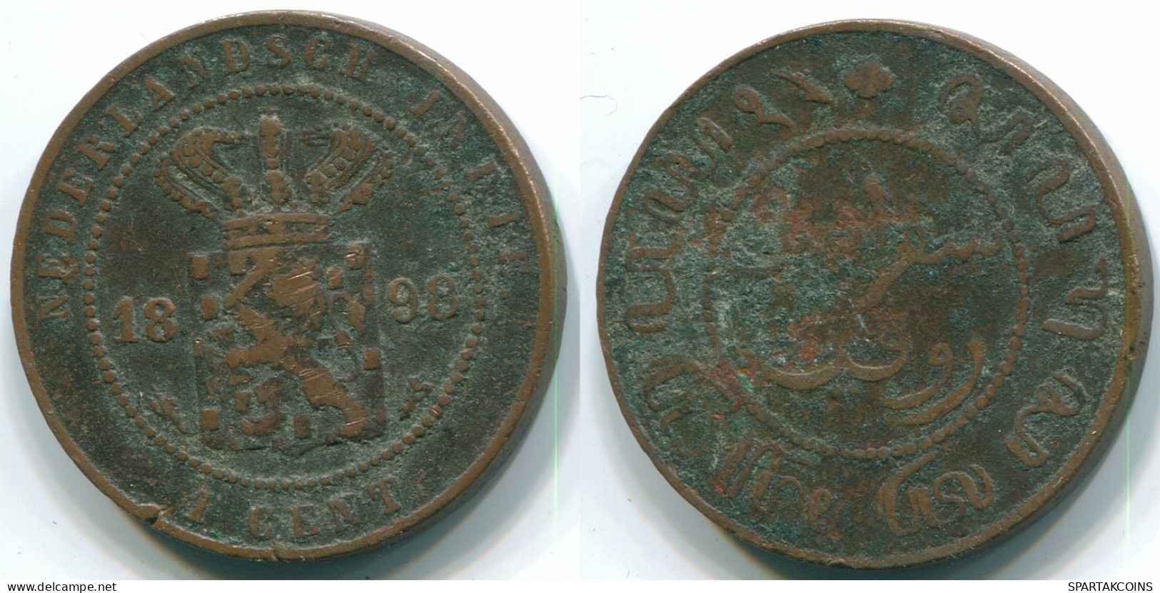 1 CENT 1898 NETHERLANDS EAST INDIES INDONESIA Copper Colonial Coin #S10066.U - Indes Néerlandaises