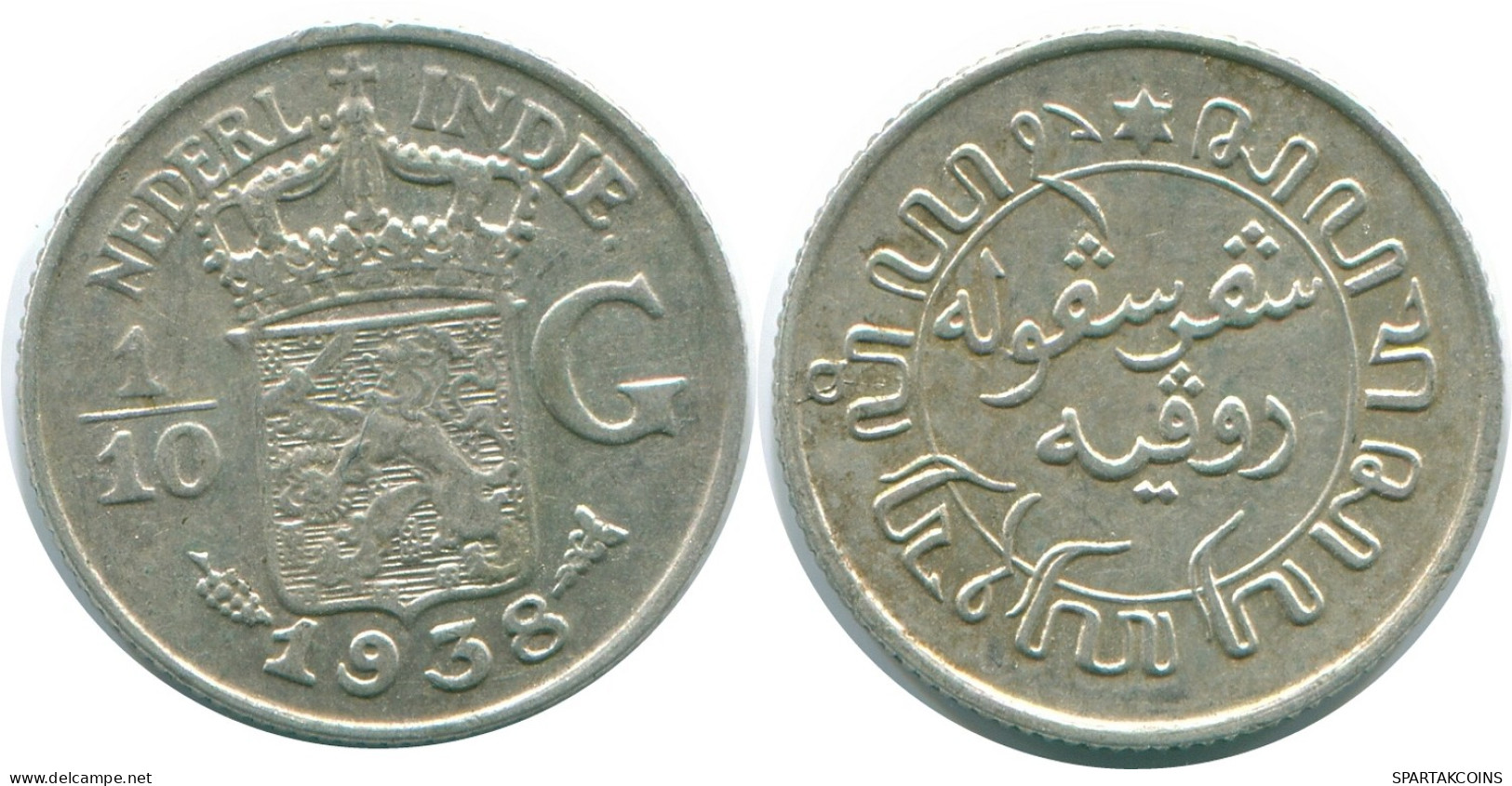 1/10 GULDEN 1938 NETHERLANDS EAST INDIES SILVER Colonial Coin #NL13514.3.U - Indes Néerlandaises