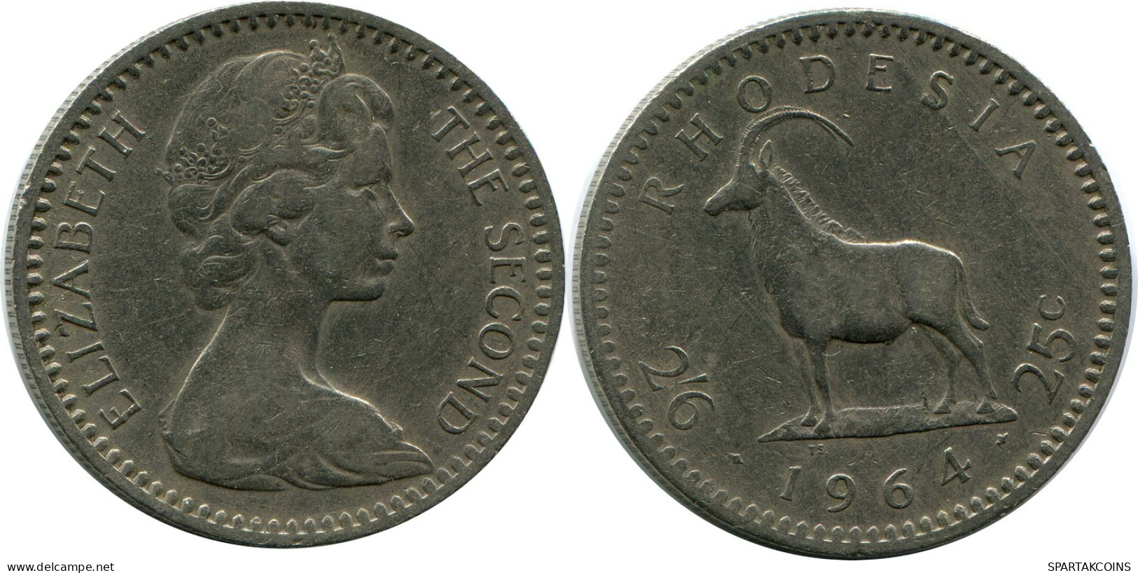 25 CENTS 1964 RHODESIA Coin #AP930.U - Rhodésie