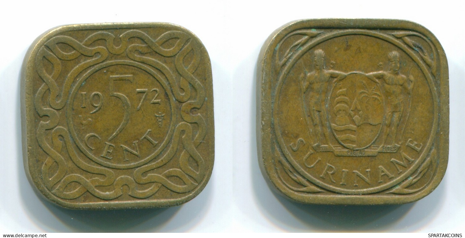 5 CENTS 1972 SURINAME Netherlands Nickel-Brass Colonial Coin #S12995.U - Surinam 1975 - ...