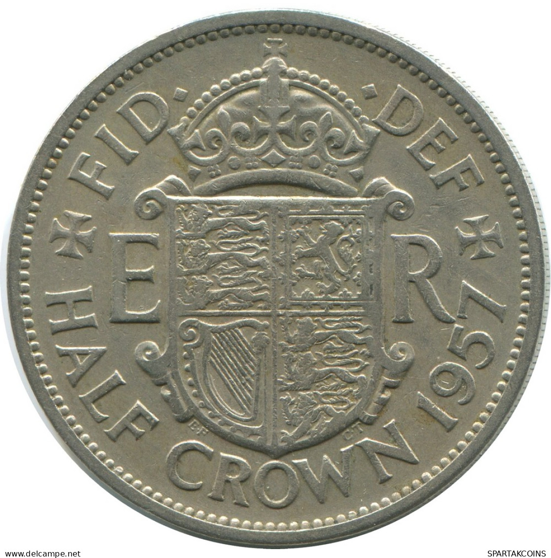 HALF CROWN 1957 UK GREAT BRITAIN Coin #AH016.1.U - K. 1/2 Crown
