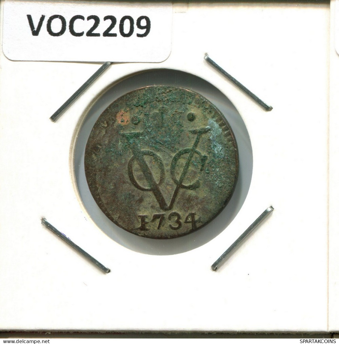 1734 HOLLAND VOC DUIT NETHERLANDS INDIES NEW YORK COLONIAL PENNY #VOC2209.7.U - Indes Néerlandaises