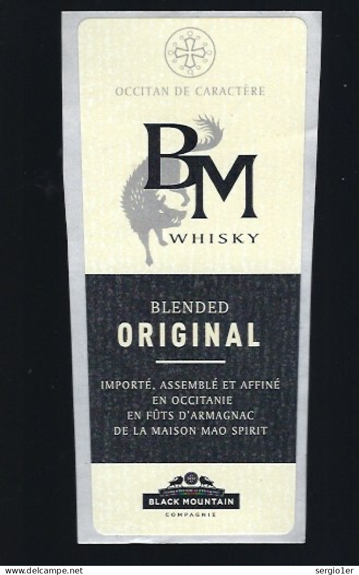 étiquette  Whisky Blended Original   Black Mountain  BM   Occitanie Fraïsse-sur-Agout  France - Whisky