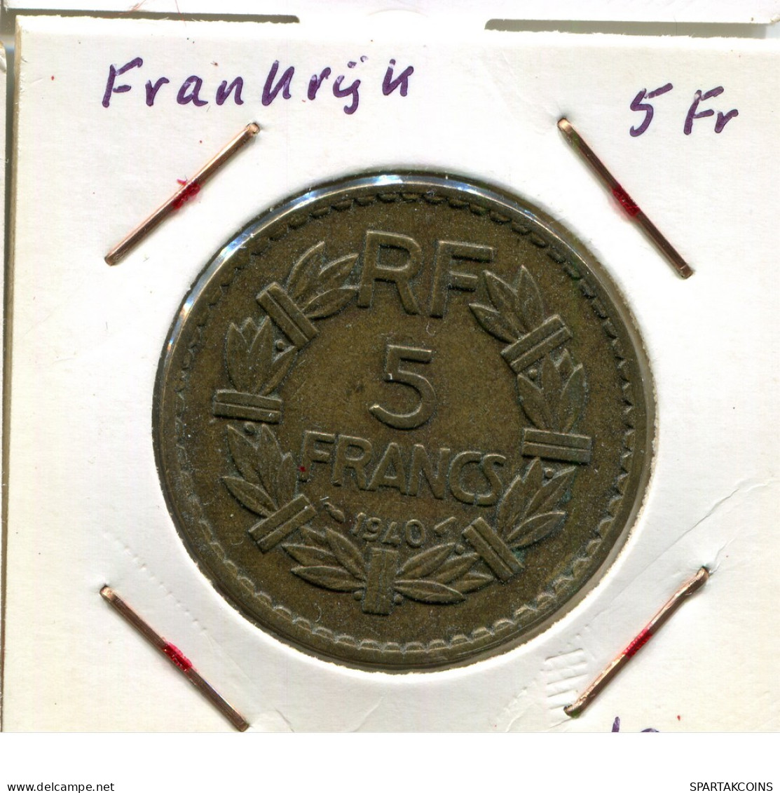 5 FRANCS 1940 FRANKREICH FRANCE Französisch Münze #AM621.D - 5 Francs