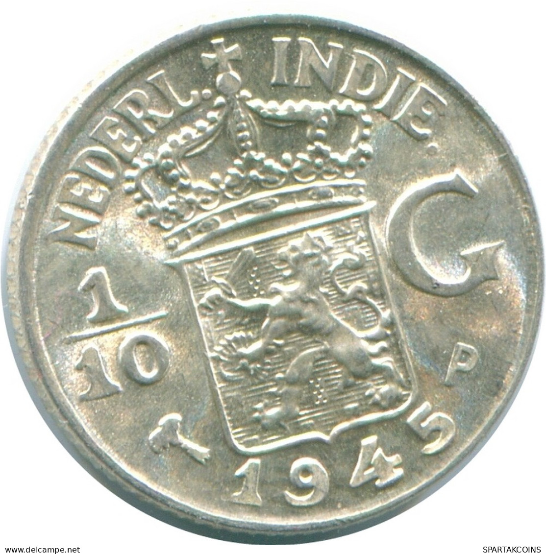 1/10 GULDEN 1945 P NIEDERLANDE OSTINDIEN SILBER Koloniale Münze #NL14056.3.D - Indes Néerlandaises