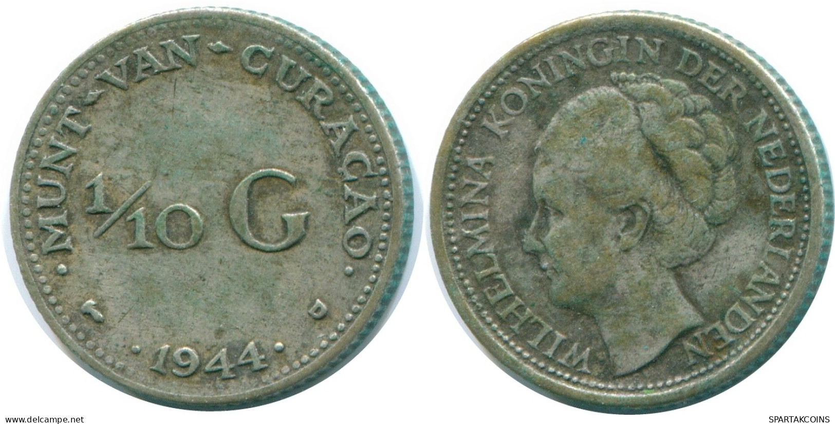 1/10 GULDEN 1944 CURACAO NIEDERLANDE SILBER Koloniale Münze #NL11760.3.D - Curaçao