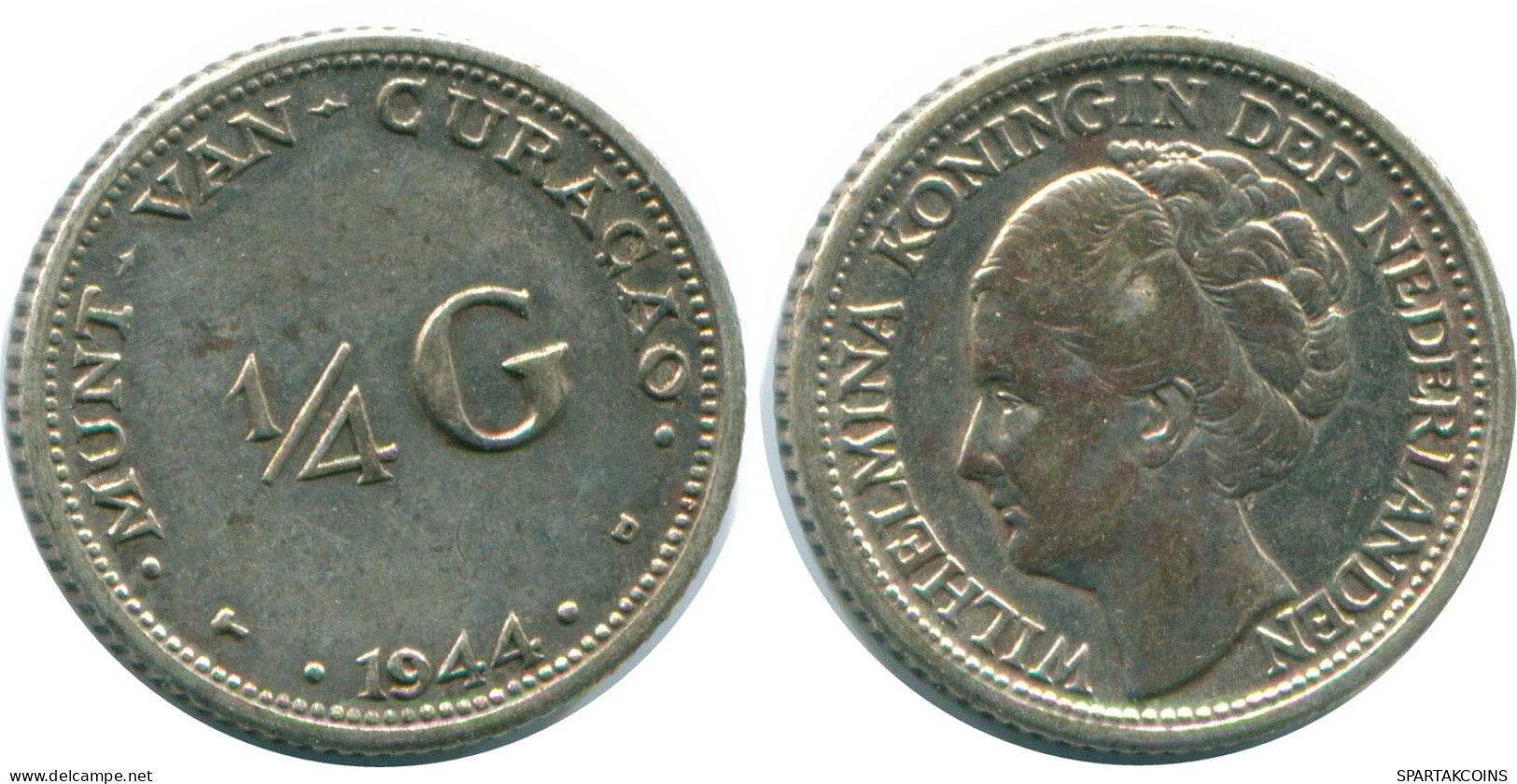 1/4 GULDEN 1944 CURACAO NIEDERLANDE SILBER Koloniale Münze #NL10670.4.D - Curaçao