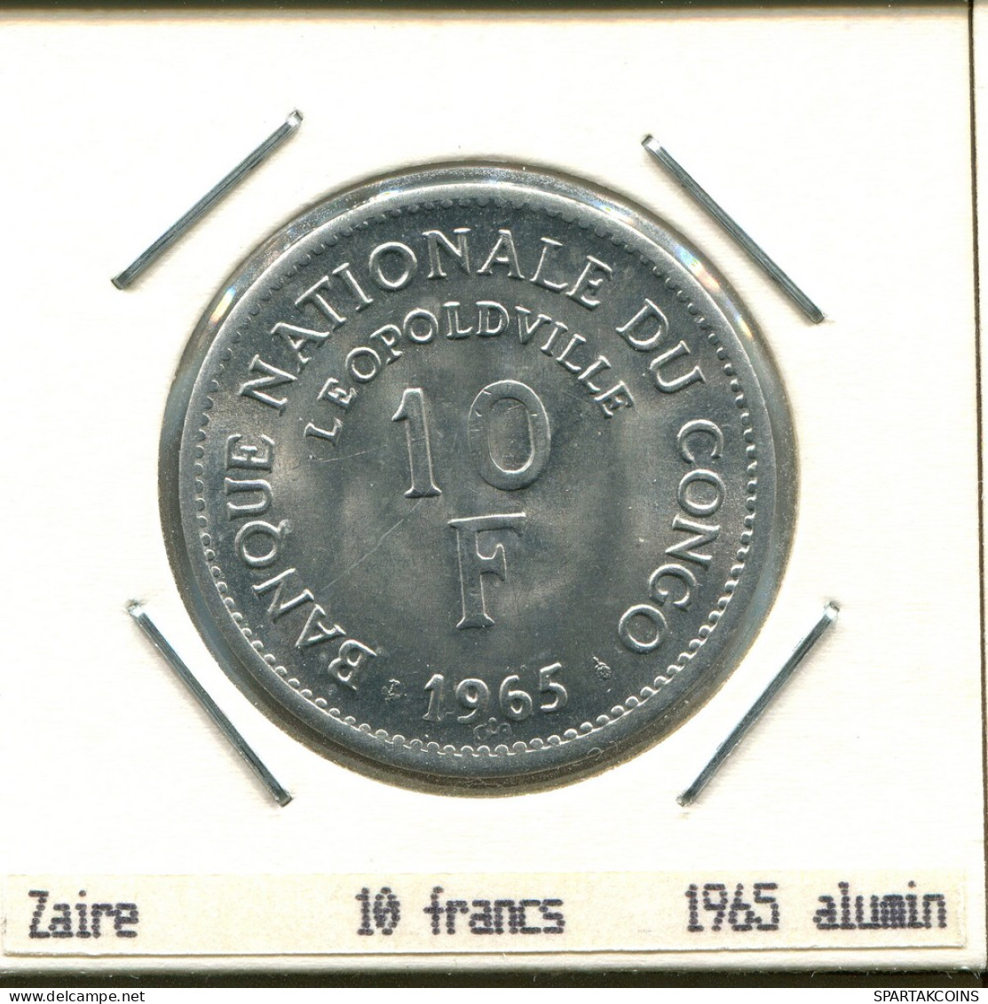 10 FRANCS 1965 CONGO Pièce #AS399.F - Congo (Rép. Démocratique, 1964-70)