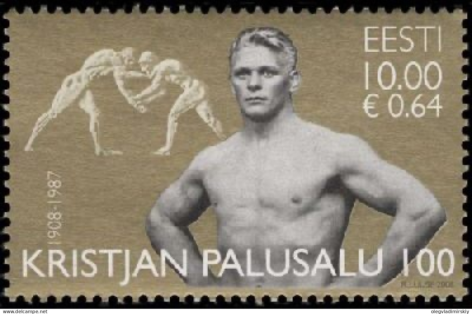Estonia Estland 2008 Olympic Games Berlin 1936 Kristjan Palusalu Twice Champion Stamp Mint - Lutte