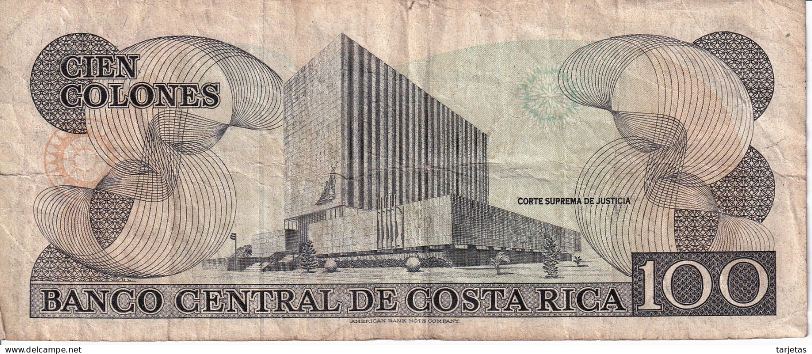 BILLETE DE COSTA RICA DE 100 COLONES DEL AÑO 1989 (BANKNOTE) - Costa Rica