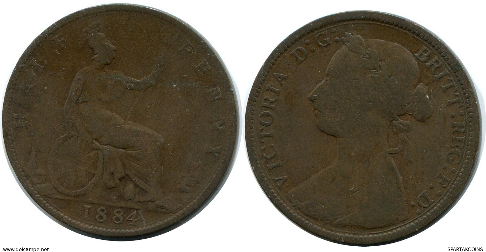 HALF PENNY 1884 UK GBAN BRETAÑA GREAT BRITAIN Moneda #AZ645.E - C. 1/2 Penny