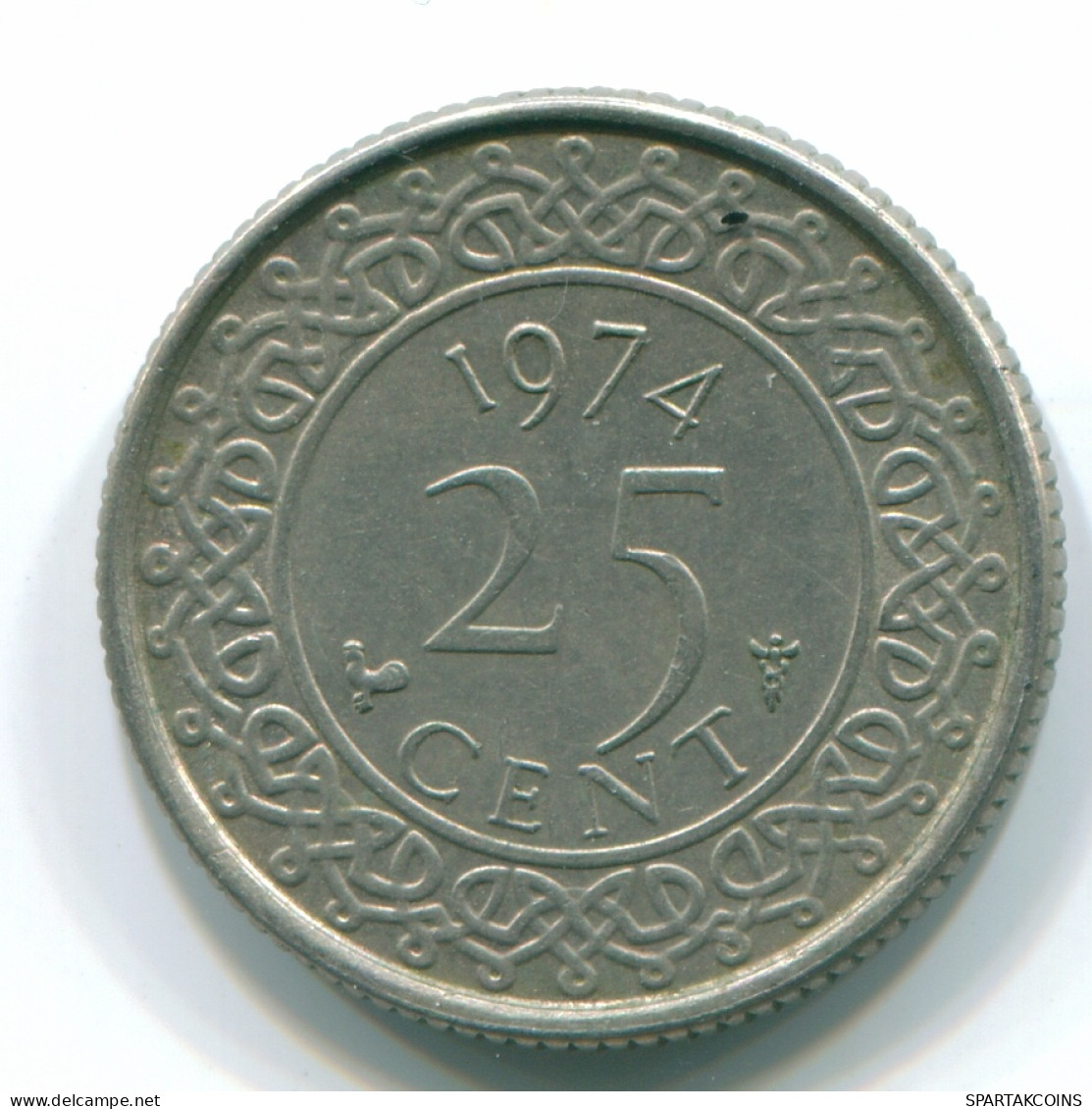 25 CENTS 1974 SURINAME NEERLANDÉS NETHERLANDS Nickel Colonial Moneda #S11240.E - Suriname 1975 - ...